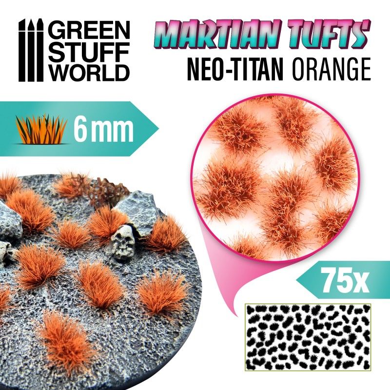 Green Stuff World – Marsgrasbüschel – Neo-Titan Orange – 6 mm, 75 Stück