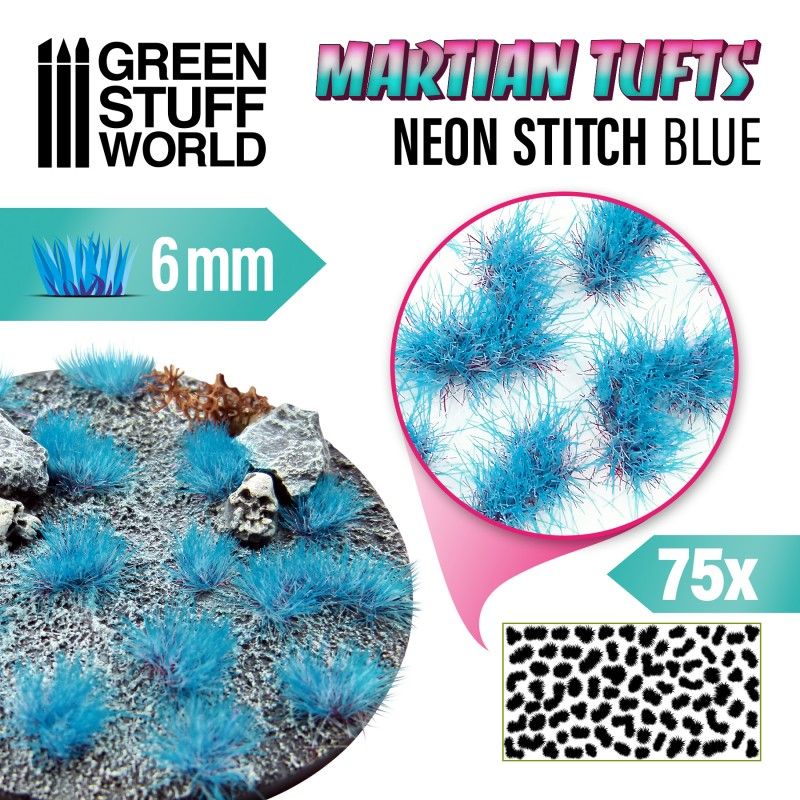 Green Stuff World – Marsgrasbüschel – Neon Stitch Blue – 6 mm, 75 Stück