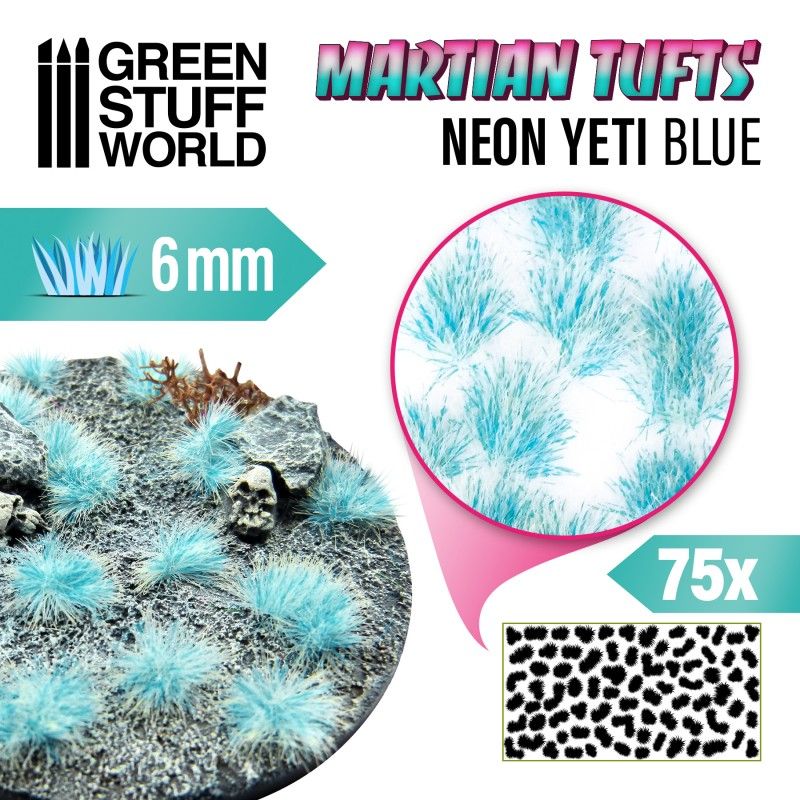 Green Stuff World – Marsgrasbüschel – Neon Yeti Blue – 6 mm, 75 Stück