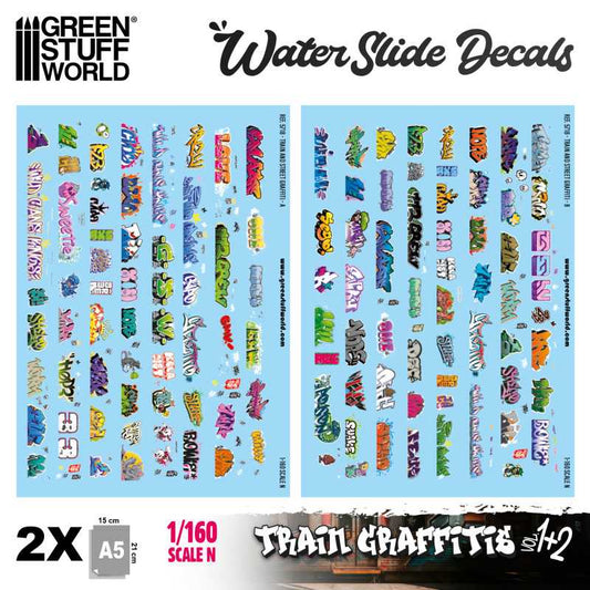 Green Stuff World – Graffiti-Nassschiebebilder – Spur N, 1:160, 2 Bögen A5