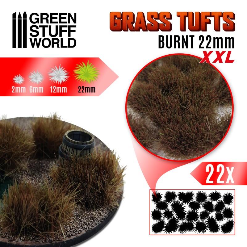 Green Stuff World – Grasbüschel XXL – Selbstklebend – Verbrannt, 22 mm, 22 Stück