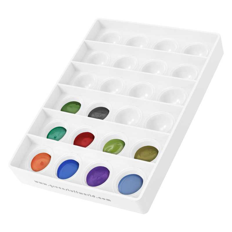 Green Stuff World – Push-Pop Mixing Palette – White – 24 Wells, Ø 23 mm
