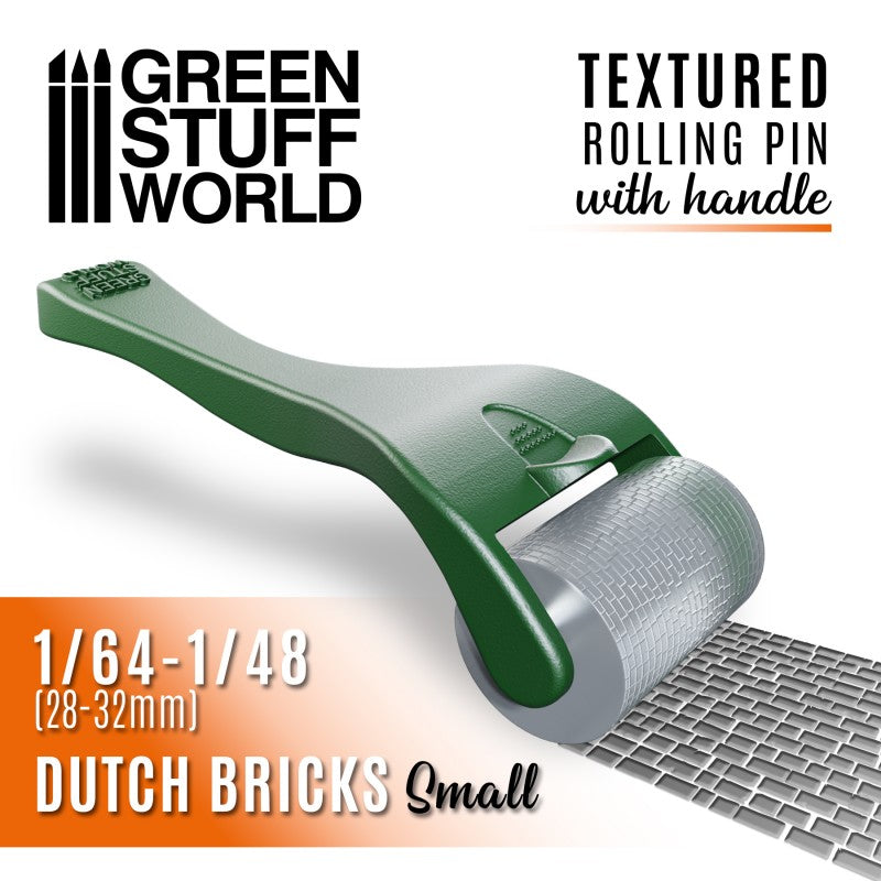 Green Stuff World – Strukturwalze mit Griff – Kleine holländische Ziegel – 4 cm
