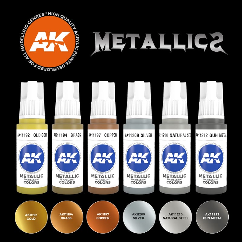 AK Interactive – 3GEN Metallics Colors Set – 6 × 18 ml