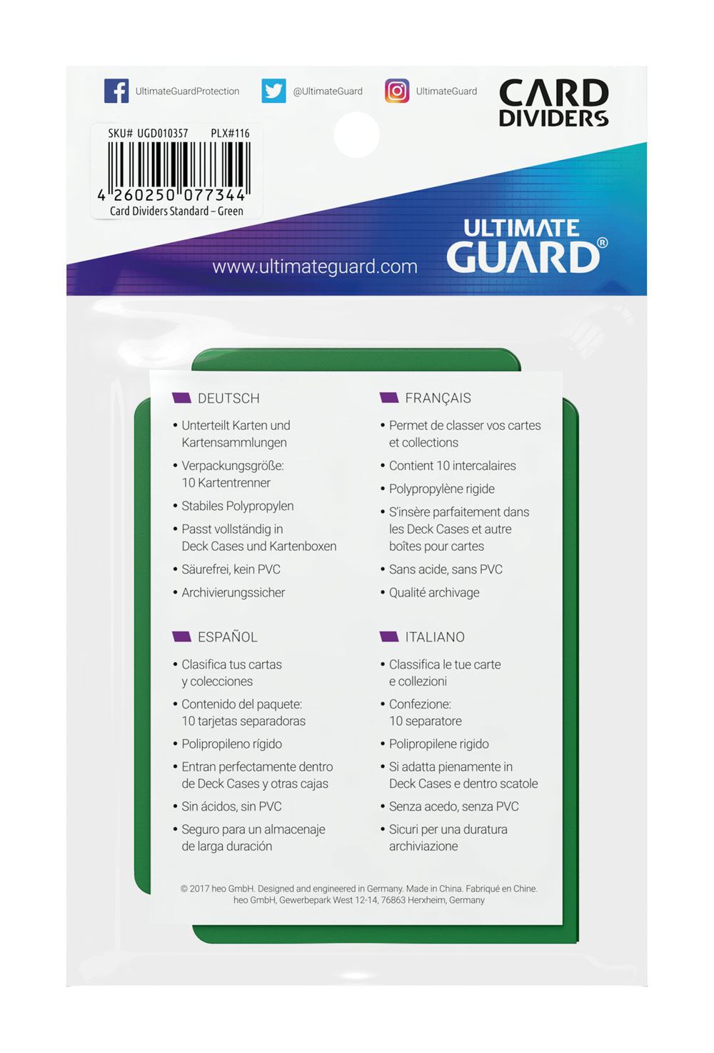 Ultimate Guard – Kartentrenner Standardgröße Green – 10 Stück