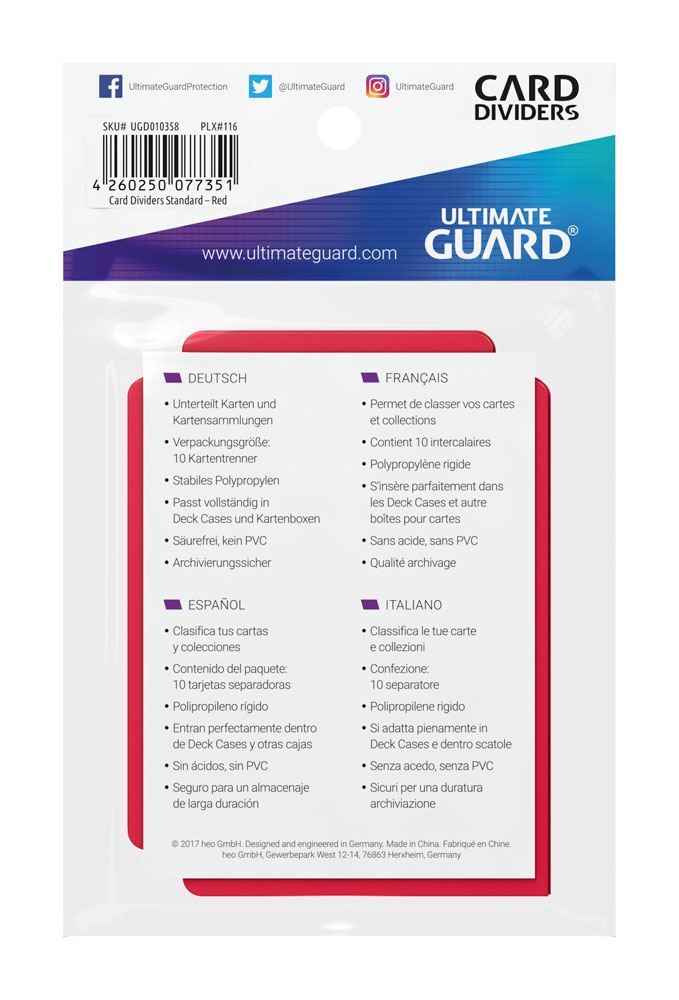 Ultimate Guard – Kartentrenner Standardgröße Red – 10 Stück