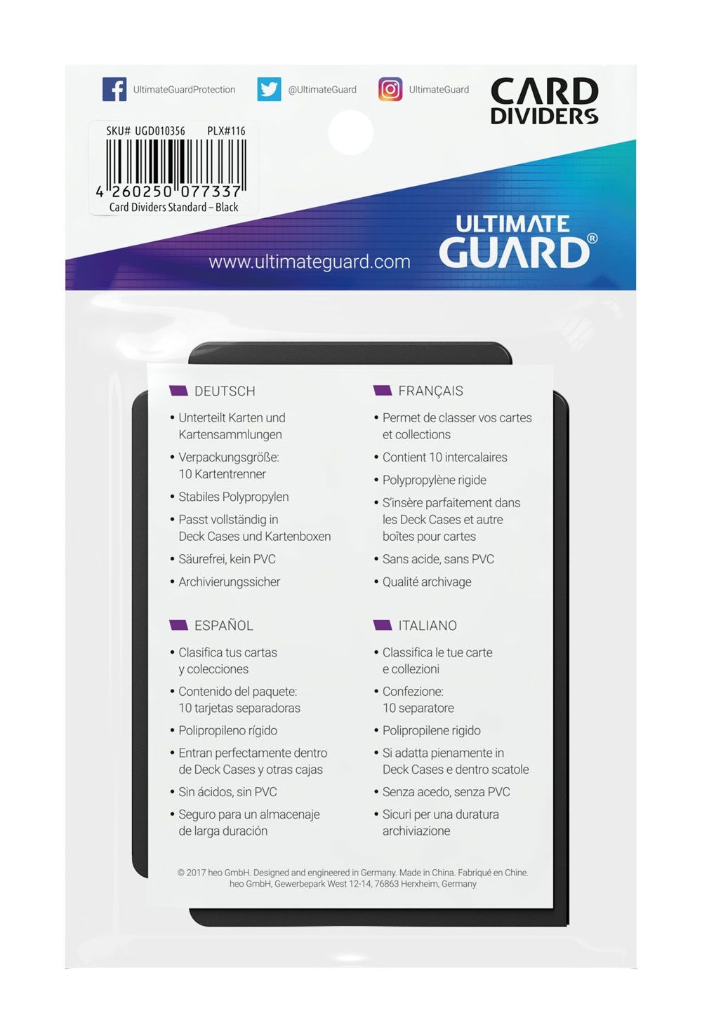Ultimate Guard – Kartentrenner Standardgröße Black – 10 Stück