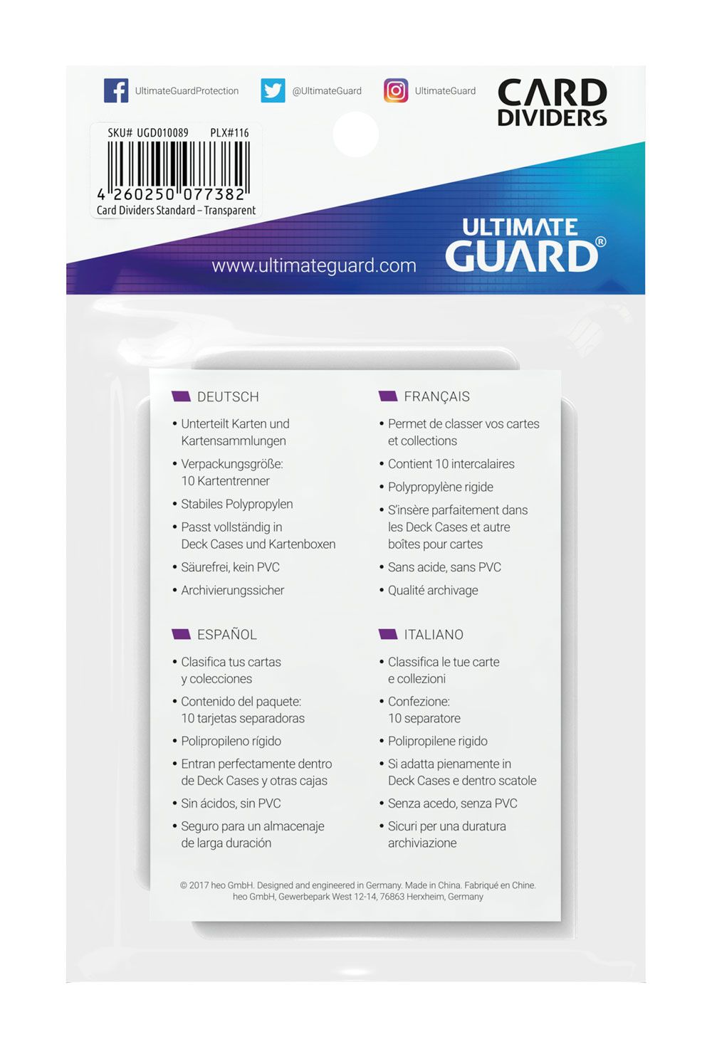 Ultimate Guard – Kartentrenner Standardgröße Transparent – 10 Stück