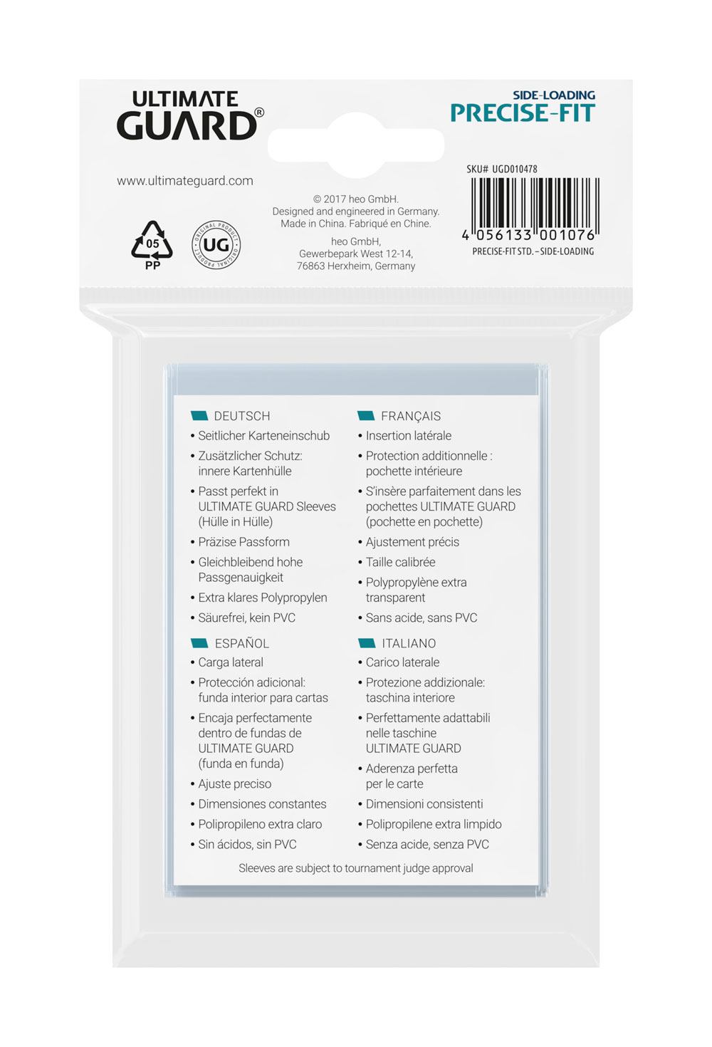 Ultimate Guard – Precise-Fit Sleeves Side-Loading Standardgröße Transparent – 100 Stück
