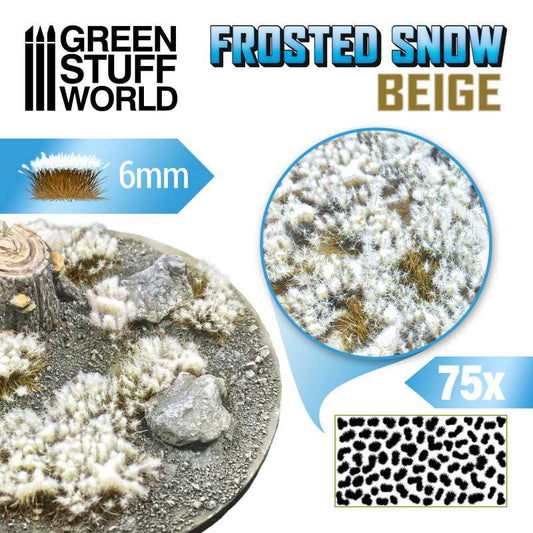 Green Stuff World – Clump of Weeds – Frozen Snow – Beige, 6 mm, 75 Clumps