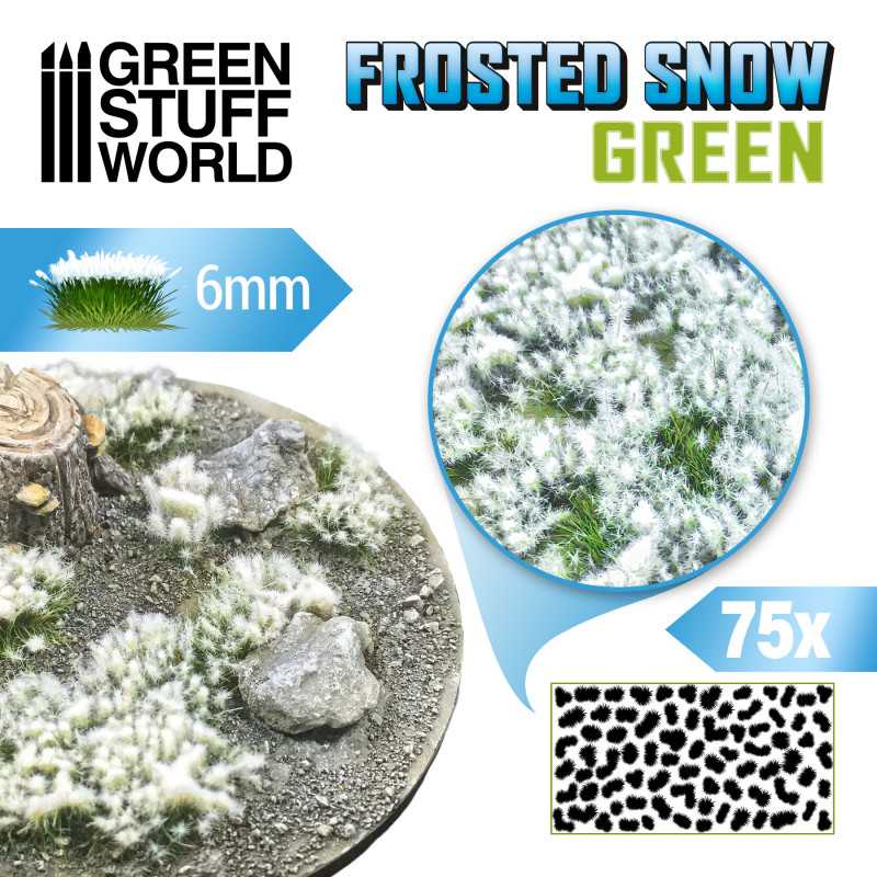 Green Stuff World – Grasbüschel – Gefrorener Schnee – Grün, 6 mm, 75 Stück