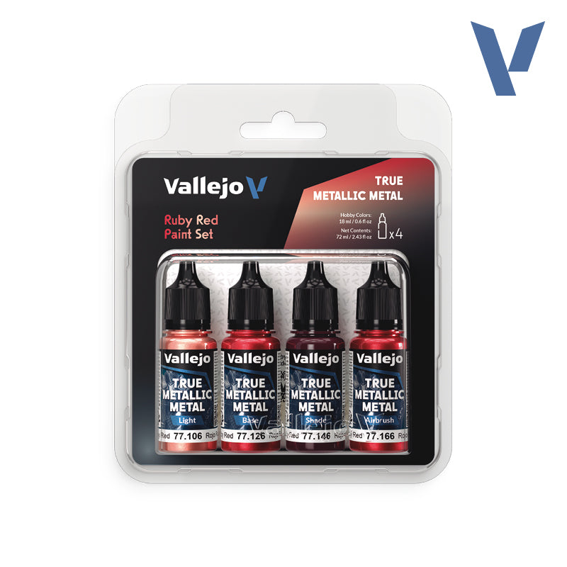 Vallejo – True Metallic Metal Ruby Red Paint Set 77.254 – 4 × 18 ml