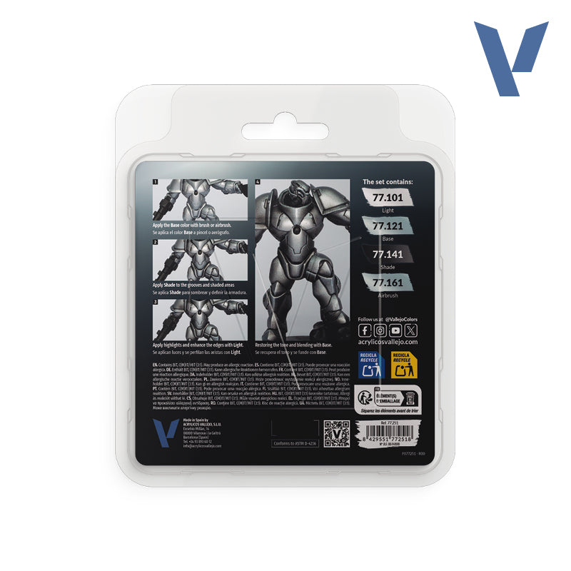 Vallejo – True Metallic Metal Sterling Silver Paint Set 77.251 – 4 × 18 ml