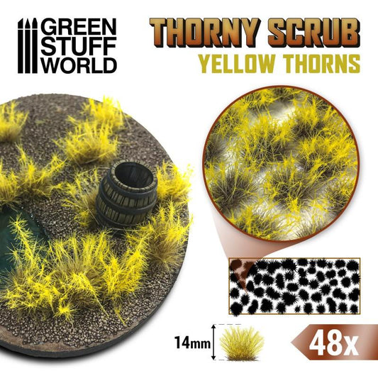 Green Stuff World – Spiky Grass Tufts – Yellow, 14 mm, 48 pieces