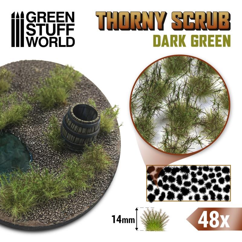 Green Stuff World – Stachelige Grasbüschel – Dunkelgrün, 14 mm, 48 Stück