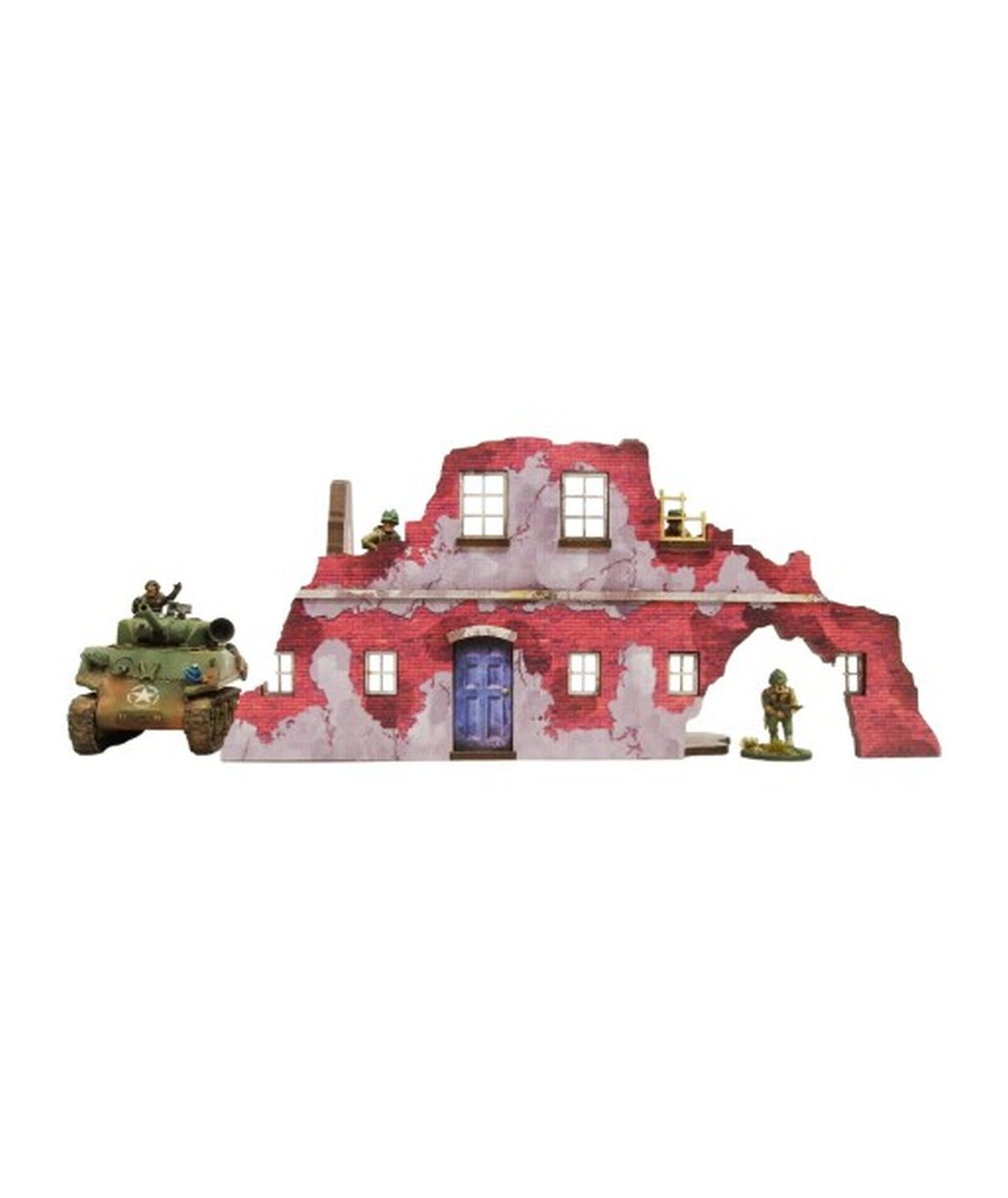 WW2 Normandy Ruined Large House 2 Prepainted