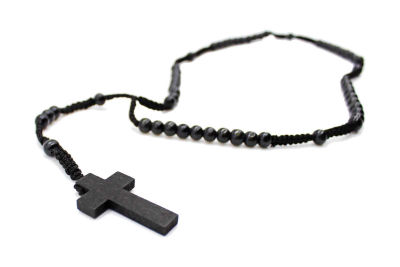 Rosenkranz Kette mit Kreuz schwarz aus Holz