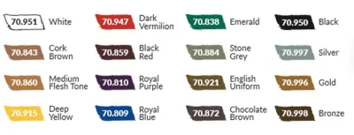 70.142 Model Color Set: Medieval Colors (16x18ml) Inhalt
