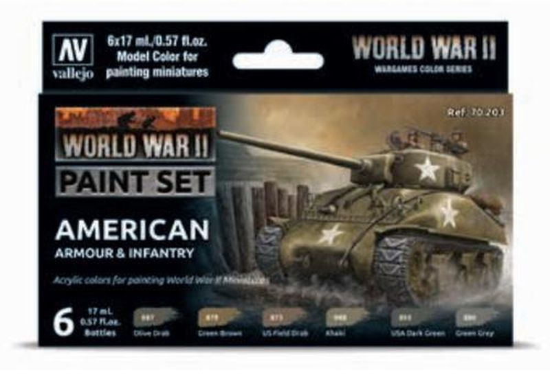 70.203 Model Color: WWII American Armour & Infantry (6x17ml)