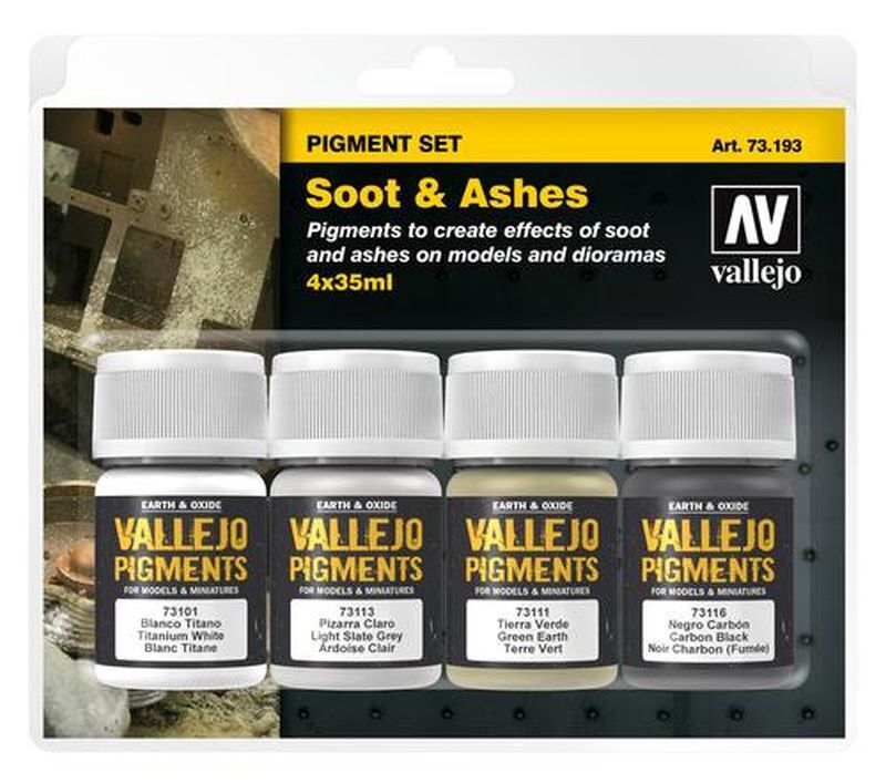 73.193,Vallejo Pigment Set: Soot & Ashes,Acrylfarben, Vallejo