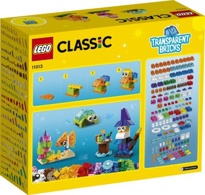 LEGO Classic - 11013 Kreativ-Bauset mit durchsichtigen Steinen Verpackung R&uuml;ckseite