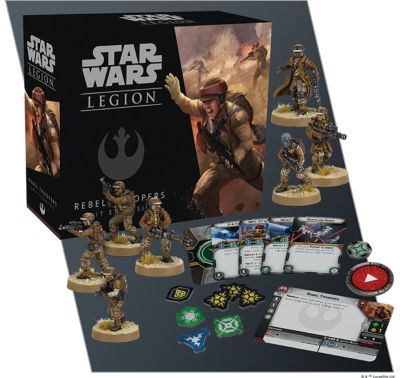 Star Wars: Legion - Rebellentruppen verpackung vorderseite mit bemalten modellen inhalt details