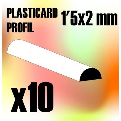ABS Plasticard - Profile SEMICIRCLE 2 mm