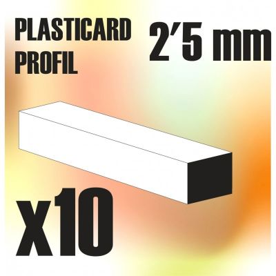 ABS Plasticard - Profile SQUARED ROD 2.5mm