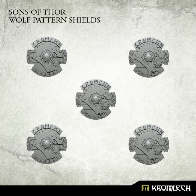 Sons of Thor: Wolf Pattern Shields Kromlech unbemalt Rendervorschau Frontansicht