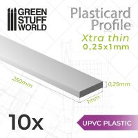 uPVC Plasticard - Profile Xtra-thin 0.25x1 mm