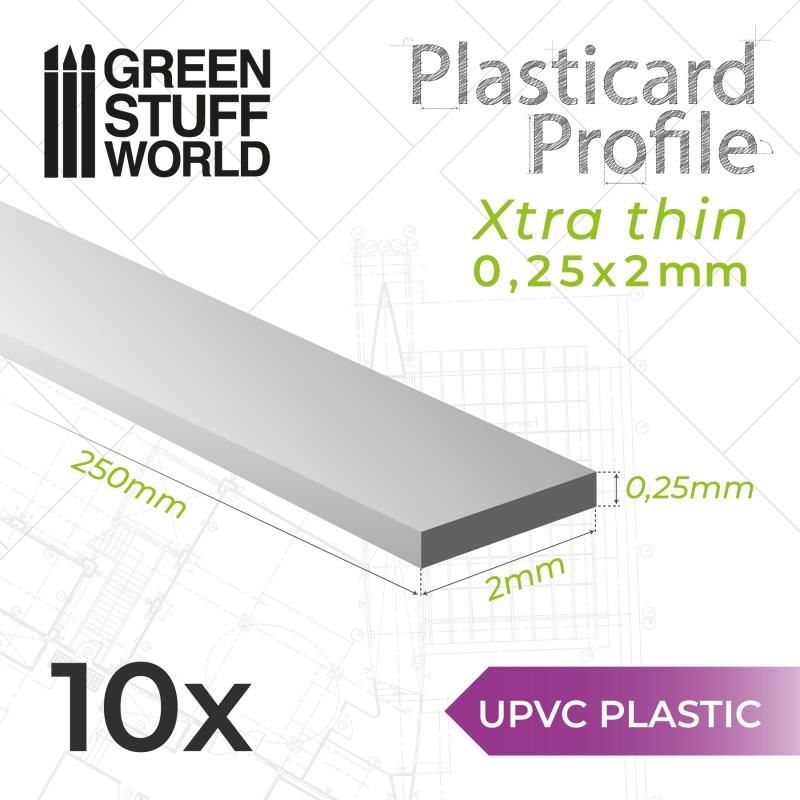 uPVC Plasticard - Profile Xtra-thin 0.25mm x 2mm