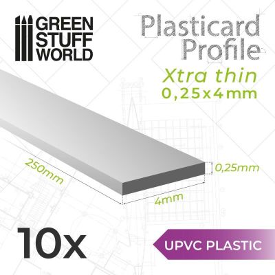 uPVC Plasticard - Profile Xtra-thin 0.25mm x 4mm