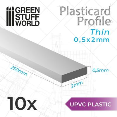 uPVC Plasticard - Thin 0.50mm x 2mm