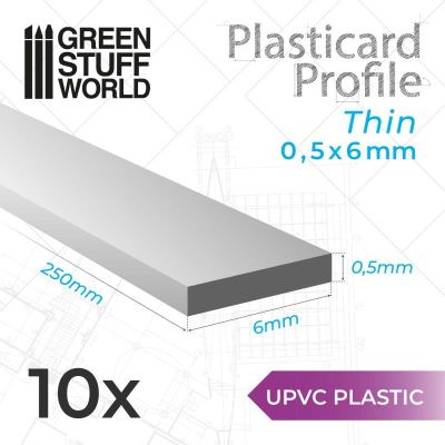uPVC Plasticard - Thin 0.50mm x 6mm