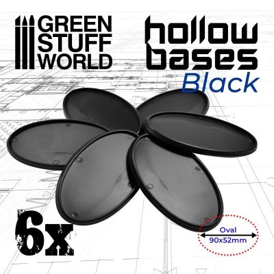 Hollow Plastic Bases - BLACK Oval 90x52mm