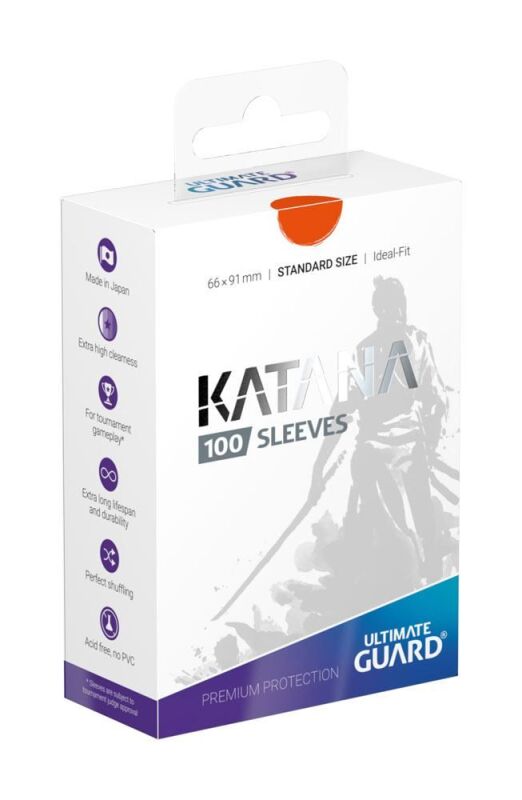 Ultimate Guard Katana Sleeves Standardgröße Orange 100 verpackung vorderseite