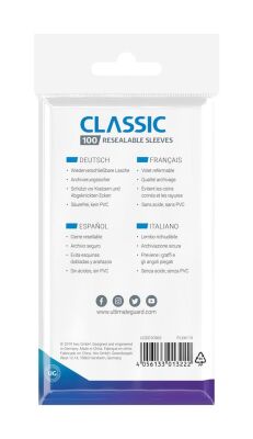 Ultimate Guard Classic Sleeves wiederverschlie&szlig;bar Standardgr&ouml;&szlig;e Transparent (100)