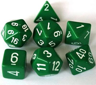 Opaque Polyhedral 7-Die Sets - Green w/white