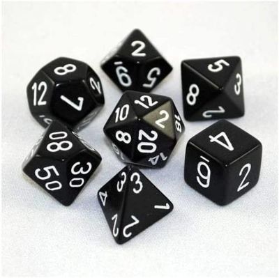 Opaque Polyhedral 7-Die Sets - Black w/white