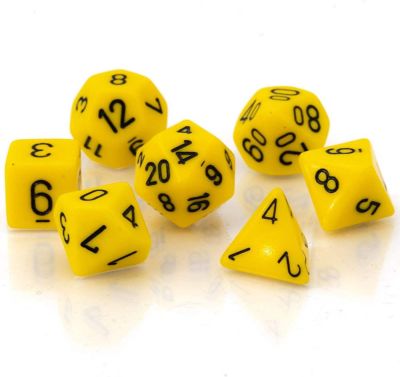 Opaque Polyhedral 7-Die Sets - Yellow w/black