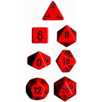Opaque Polyhedral 7-Die Sets - Red w/black