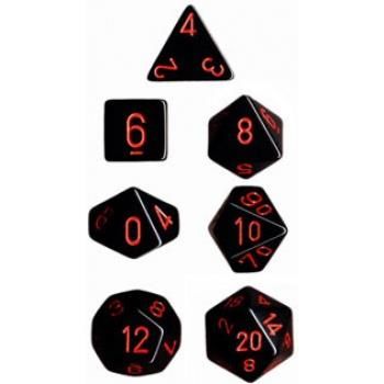 Opaque Polyhedral 7-Die Sets - Black w/red