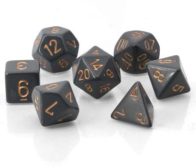 Opaque Polyhedral 7-Die Sets - Dark Grey w/copper