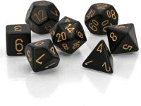 Opaque Polyhedral 7-Die Sets - Black w/gold