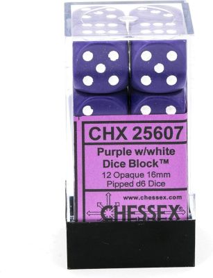 Opaque 16mm d6 with pips Dice Blocks (12 Dice) - Purple...