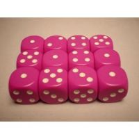 Opaque 16mm d6 with pips Dice Blocks (12 Dice) - Light Purple w/white