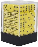 Opaque 12mm d6 with pips Dice Blocks (36 Dice) - Yellow w/black