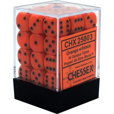 Opaque 12mm d6 with pips Dice Blocks (36 Dice) - Orange...