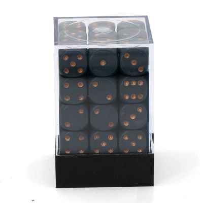 Opaque 12mm d6 with pips Dice Blocks (36 Dice) - Dusty Blue w/gold