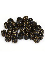Opaque 12mm d6 with pips Dice Blocks (36 Dice) - Black w/gold